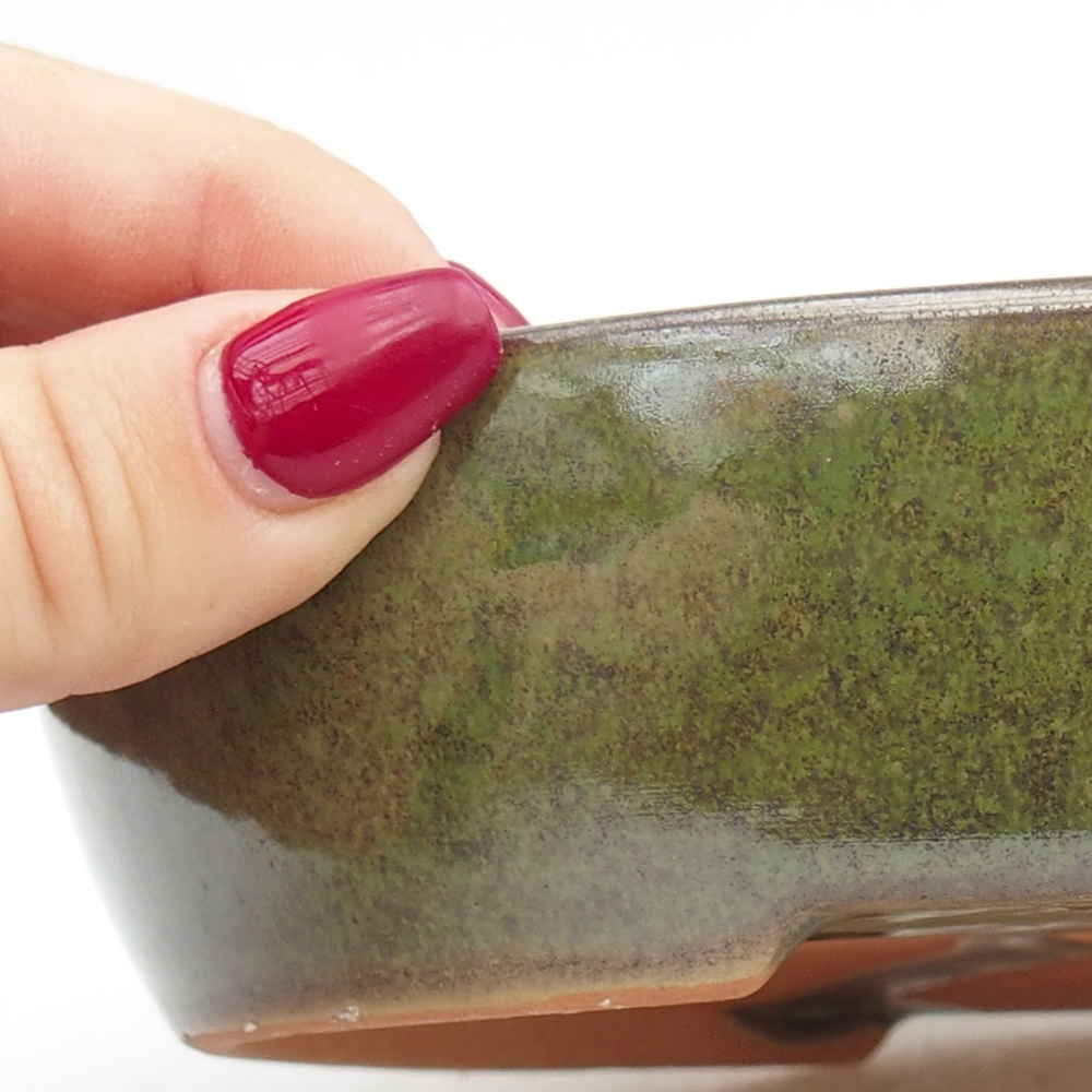Keramická bonsai miska 17,5 x 14,5 x 4 cm, barva zelená