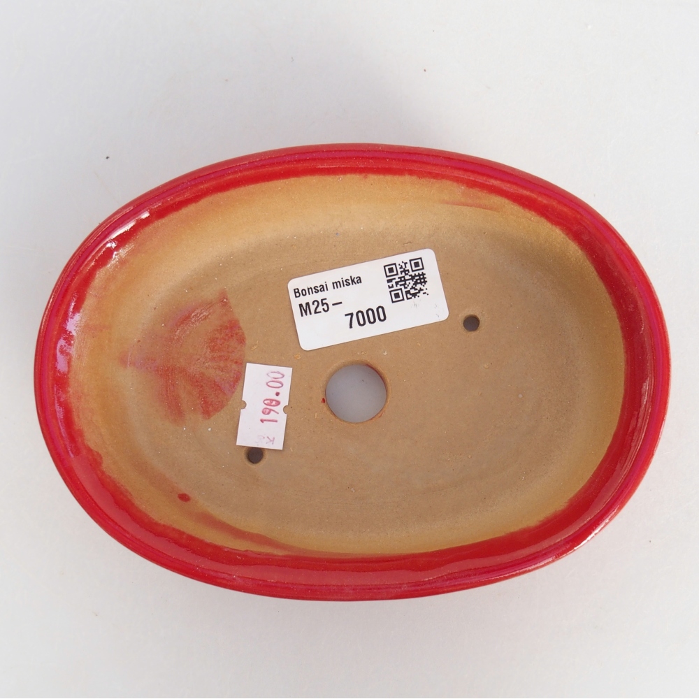 Keramická bonsai miska 15 x 10,5 x 3,5 cm, barva červená
