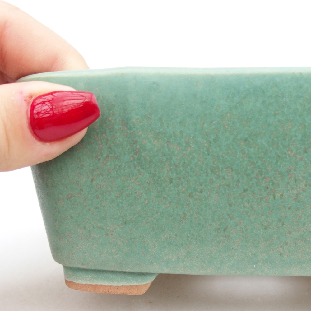 Keramická bonsai miska 13,5 x 10,5 x 6 cm, barva zelená