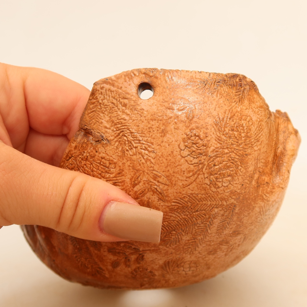 Keramická Skořápka na Kokedamu 14 x 12 x 9 cm , barva růžová
