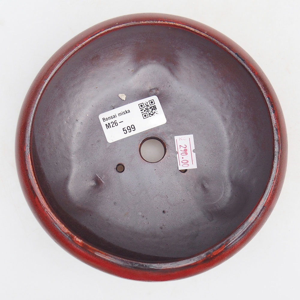 Keramická bonsai miska 14 x 14 x 6,5 cm, barva červená