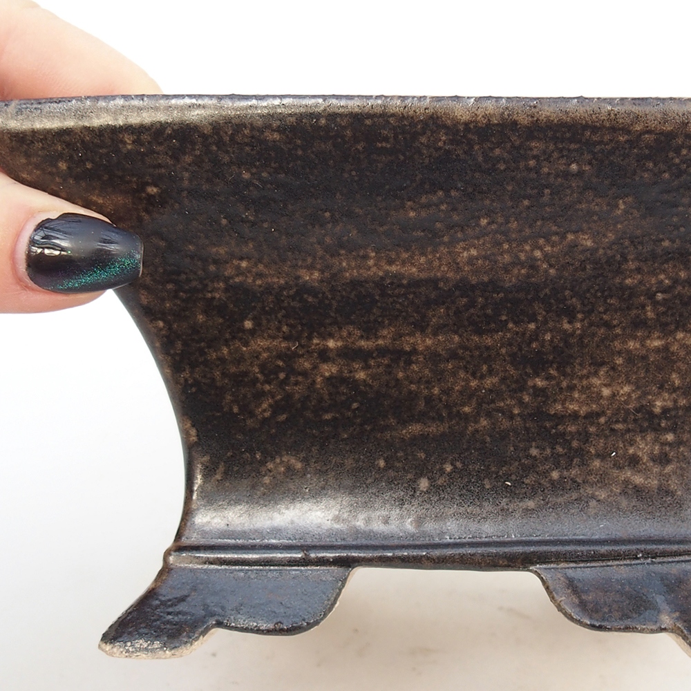 Keramická bonsai miska 13 x 13 x 8 cm, barva hnědá