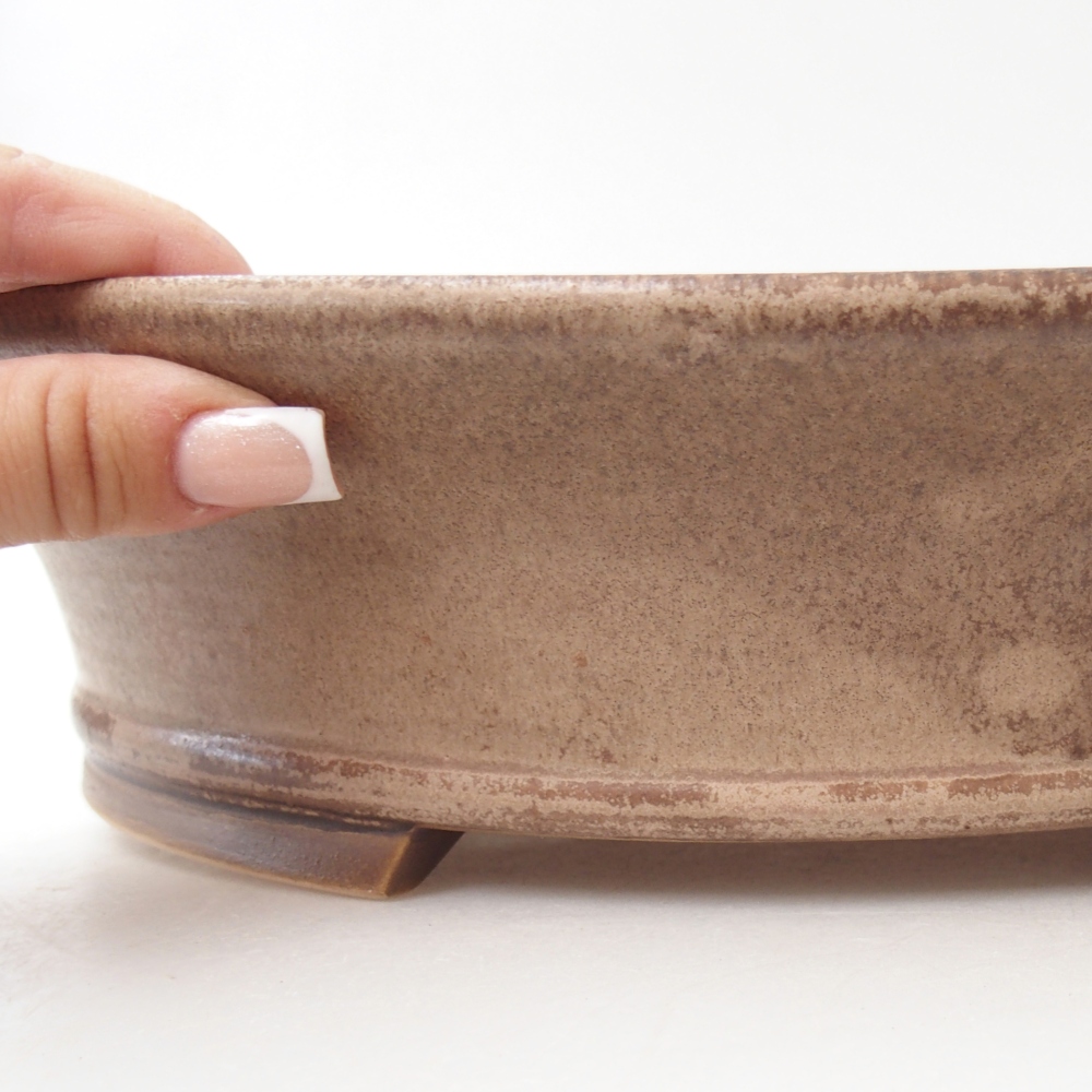 Keramická bonsai miska 32 x 29 x 7,5 cm, barva béžová