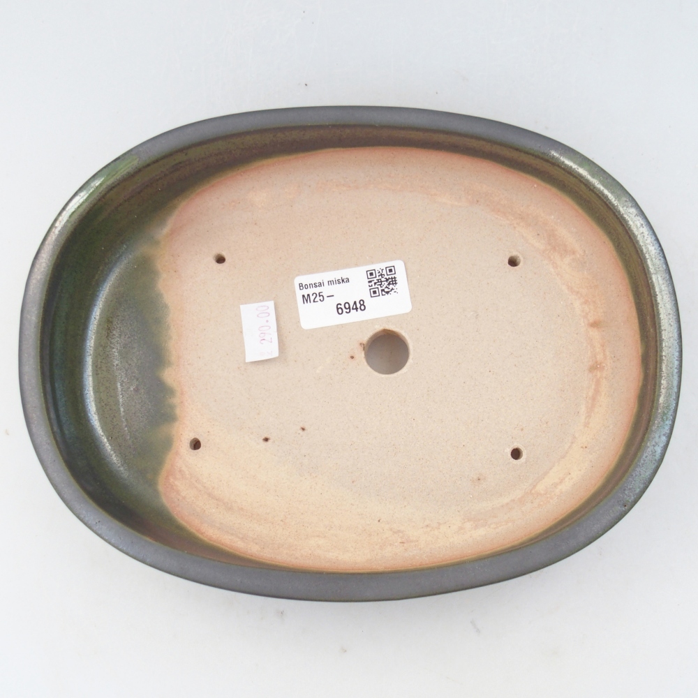 Keramická bonsai miska 22 x 16,5 x 4,5 cm, barva zelená