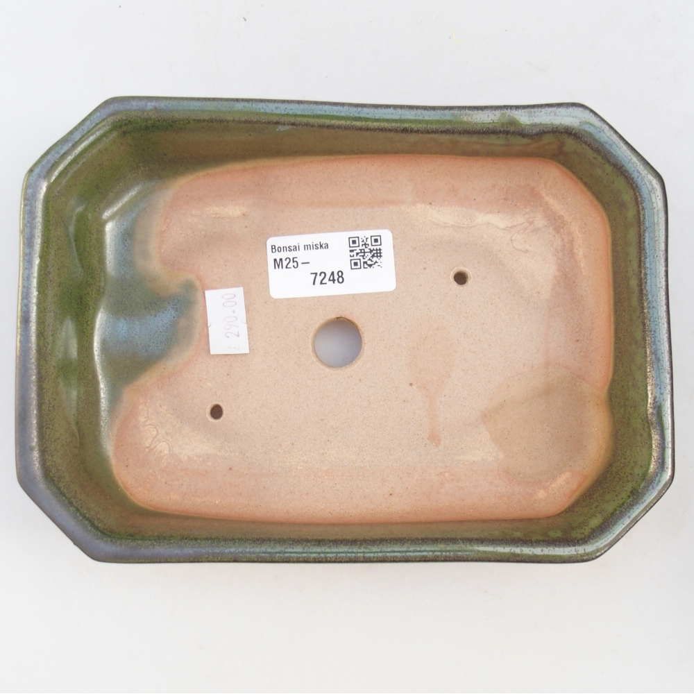 Keramická bonsai miska 19 x 13 x 4 cm, barva zelená
