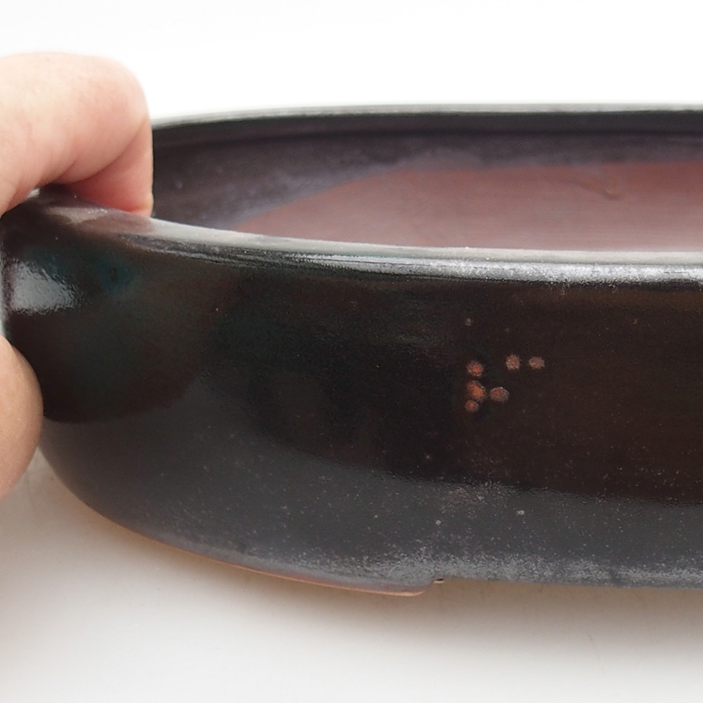 Keramická bonsai miska 26 x 20 x 5 cm, barva zelená