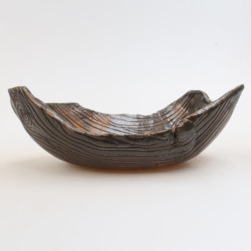 Keramická Skořápka  16,5 x 11 x 6 cm , barva hnědozelená