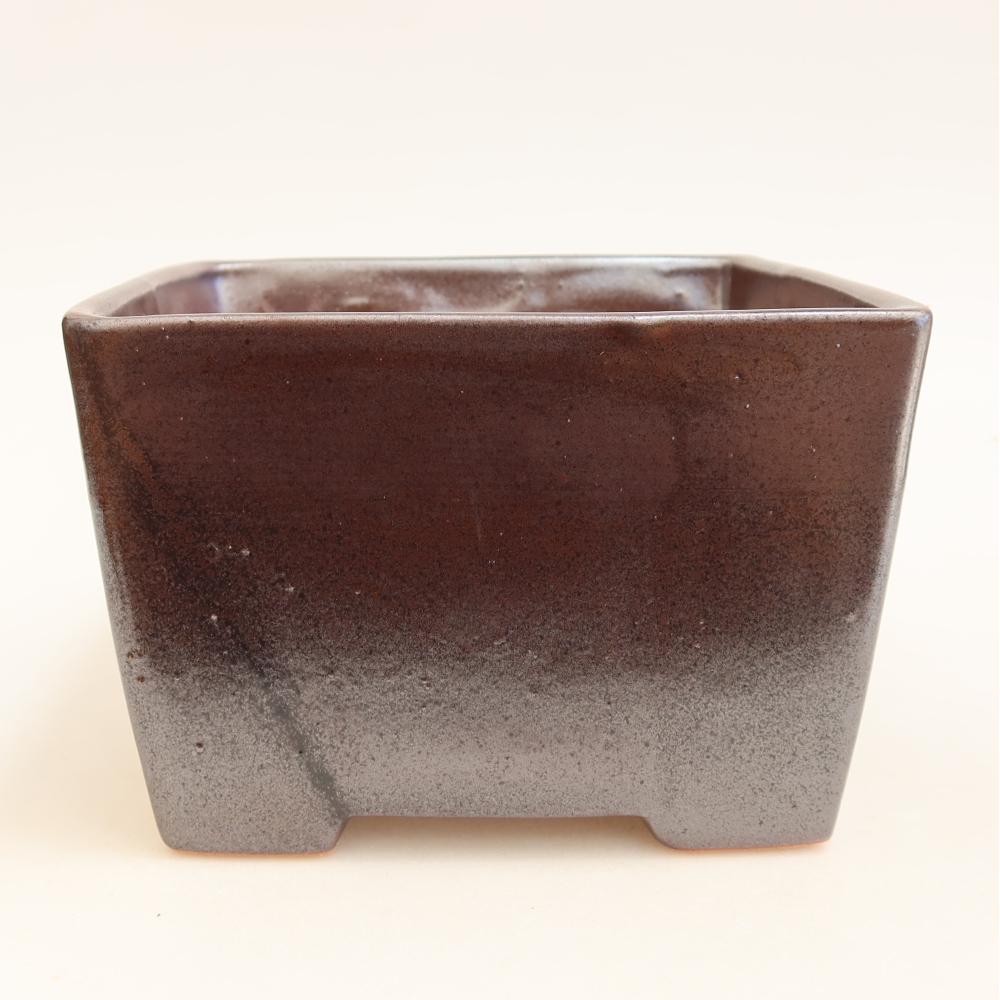 Keramická bonsai miska 15 x 15 x 10,5 cm, barva kovová