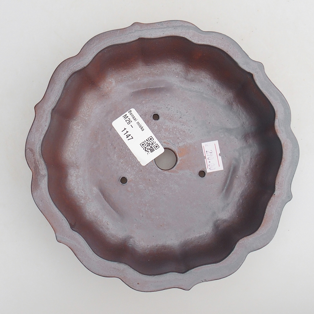 Keramická bonsai miska 18 x 18 x 4,5 cm, barva kovová