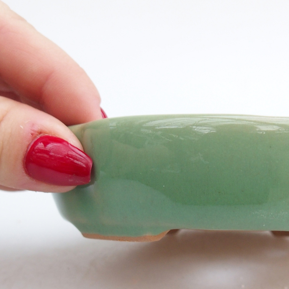 Keramická bonsai miska 11 x 11 x 3 cm, barva zelená