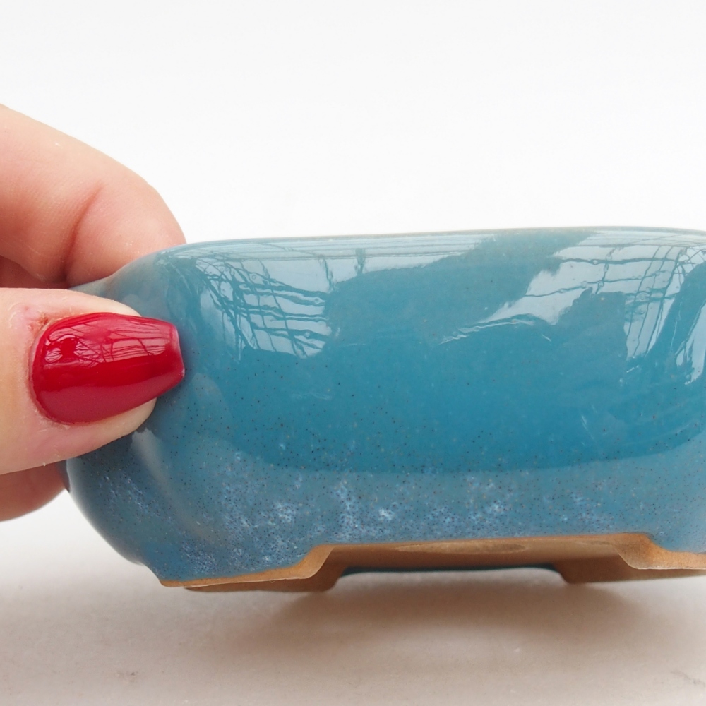 Keramická bonsai miska 10,5 x 9 x 3,5 cm, barva modrá