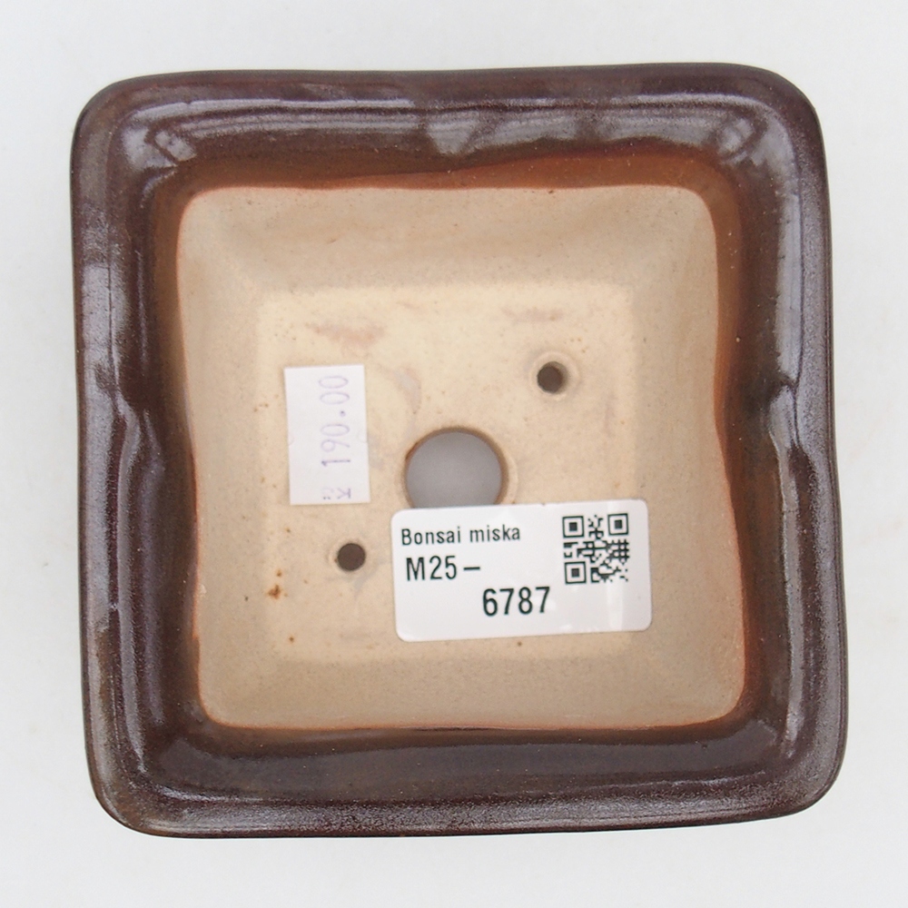 Keramická bonsai miska 10 x 10  x 6 cm, barva vínová