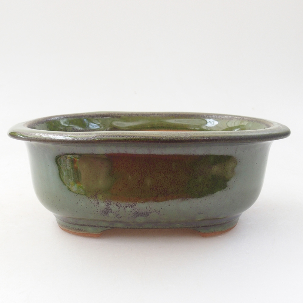 Keramická bonsai miska 15,5 x 12 x 5,5 cm, barva zelená
