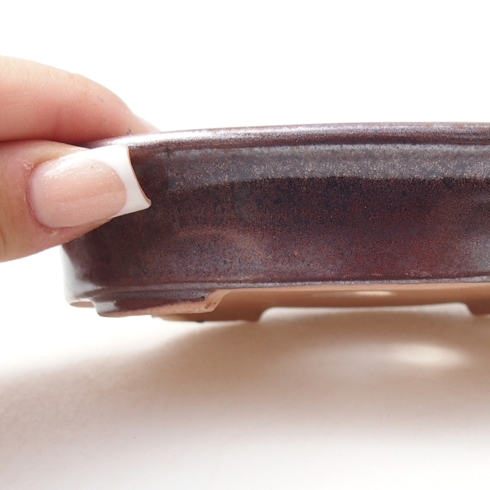 Keramická bonsai miska 13 x 10,5 x 3 cm, barva vínová