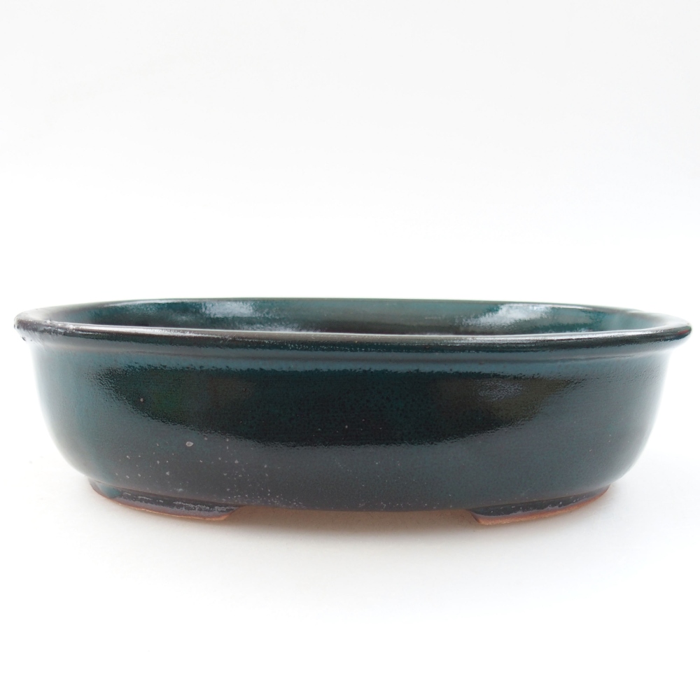 Keramická bonsai miska 19 x 14,5 x 4,5 cm, barva zelená