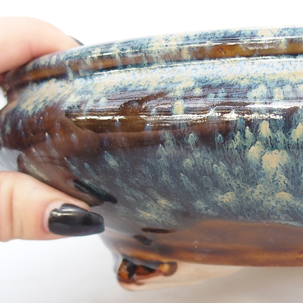 Keramická bonsai miska 25 x 25 x 7,5 cm, barva hnědá