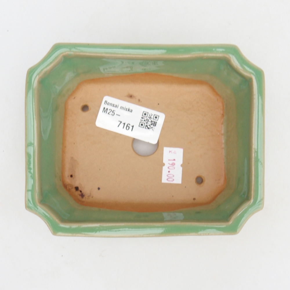 Keramická bonsai miska 13 x 10,5 x 4 cm, barva zelená