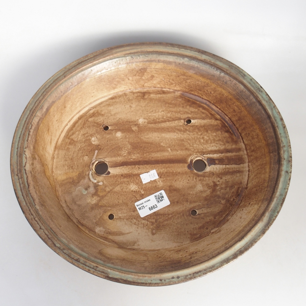 Keramická bonsai miska 32 x 29 x 7 cm, barva zelená