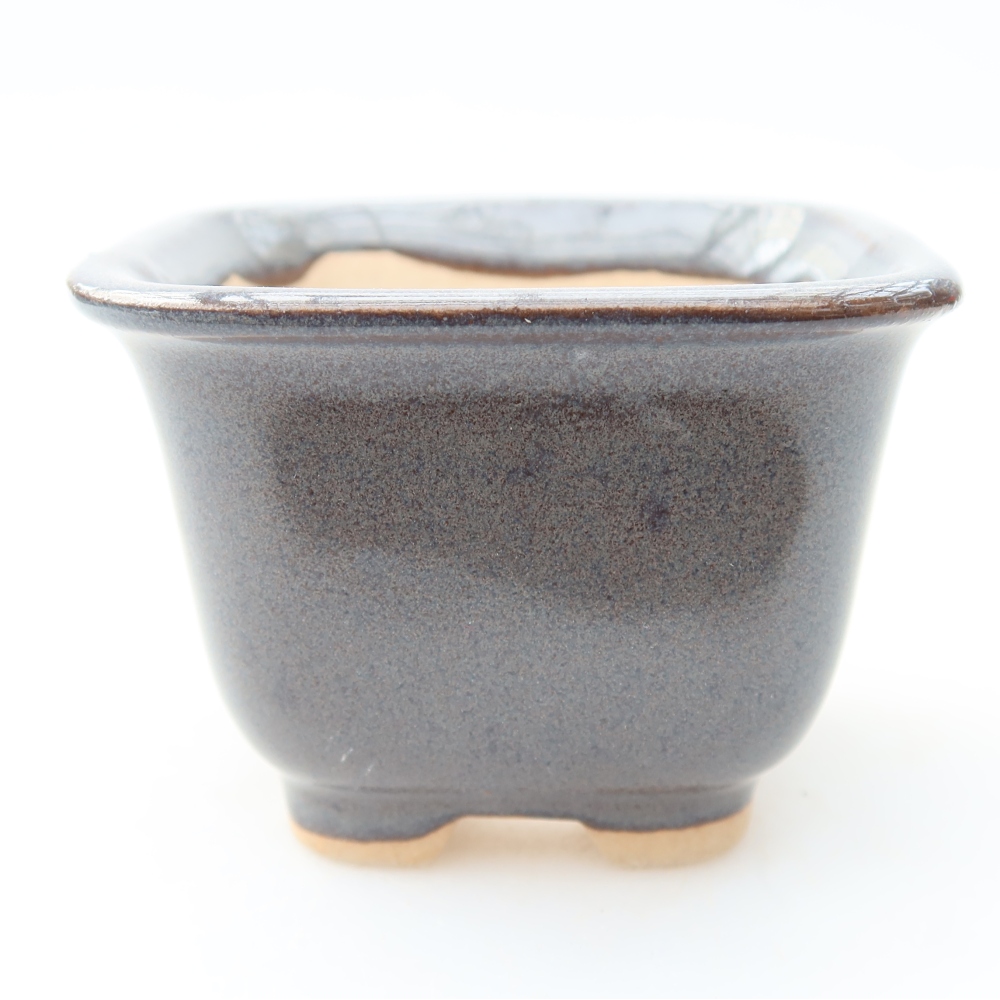 Keramická bonsai miska 6,5 x 6,5 x 5 cm, barva šedá