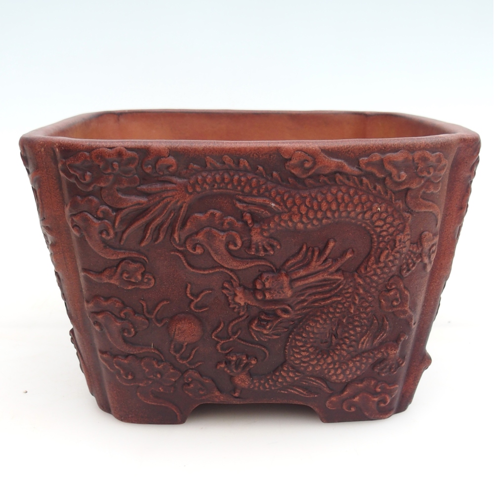 Keramická bonsai miska 21 x 21 x 13,5 cm, barva hnědá