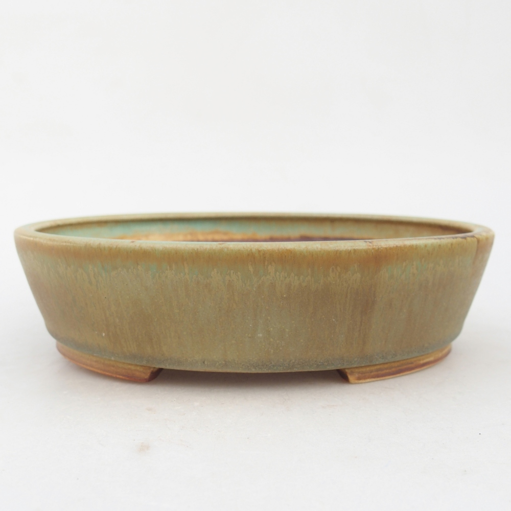 Keramická bonsai miska 18,5 x 16,5 x 4,5 cm, barva zelená