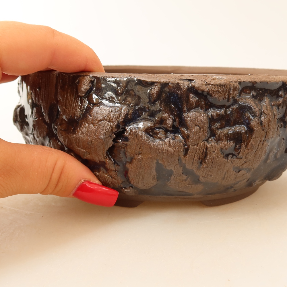 Keramická bonsai miska 16 x 16 x 6,5 cm, barva hnědá