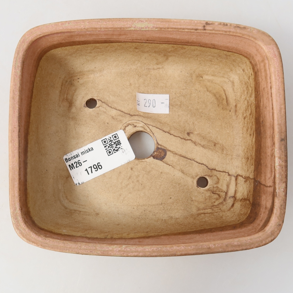 Keramická bonsai miska 15 x 13 x 4,5 cm, barva růžová
