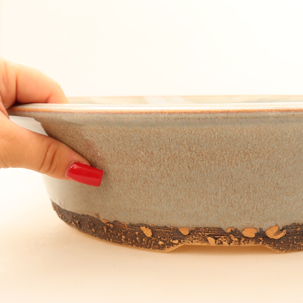 Keramická bonsai miska 35,5 x 35,5 x 9 cm, barva šedá - POUZE OSOBNÍ ODBĚR nebo paletová přeprava