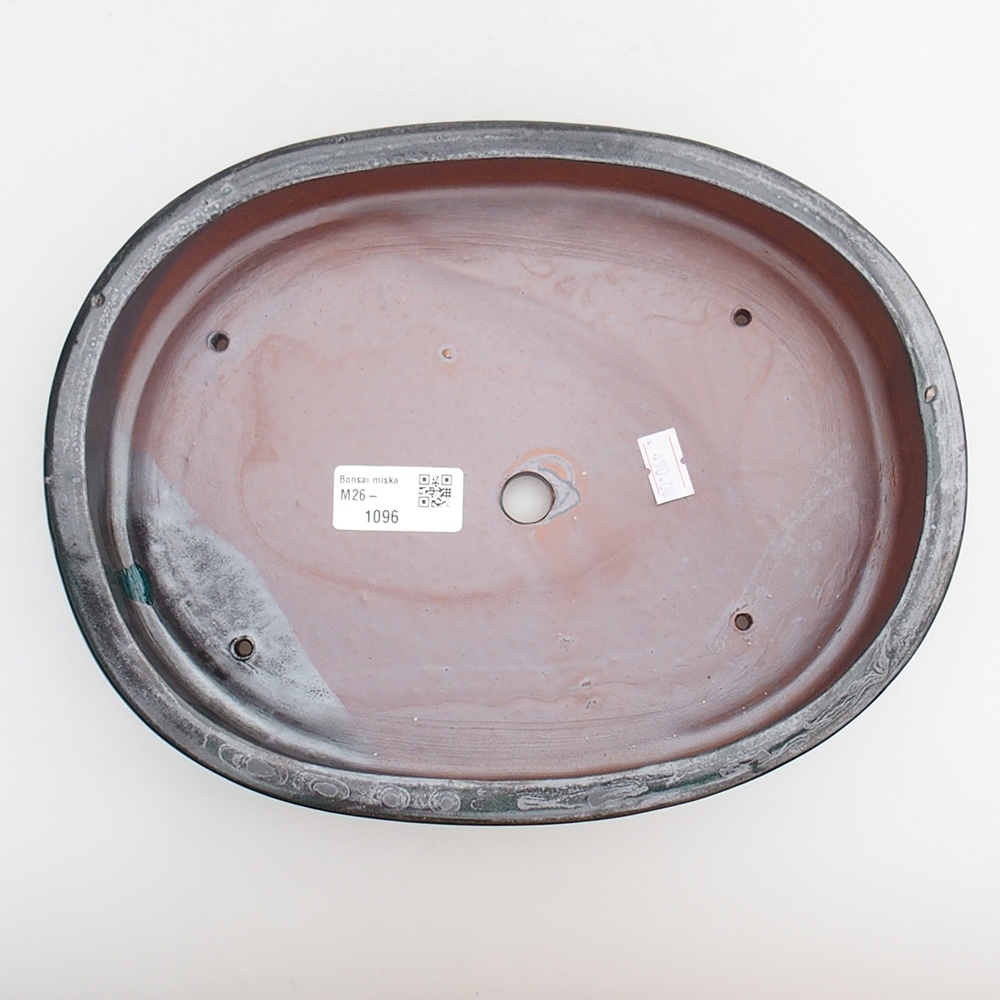 Keramická bonsai miska 26 x 20 x 5 cm, barva zelená