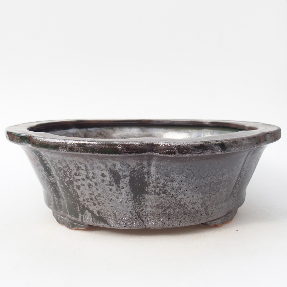 Keramická bonsai miska 26 x 26 x 8,5 cm, barva kovovozelená