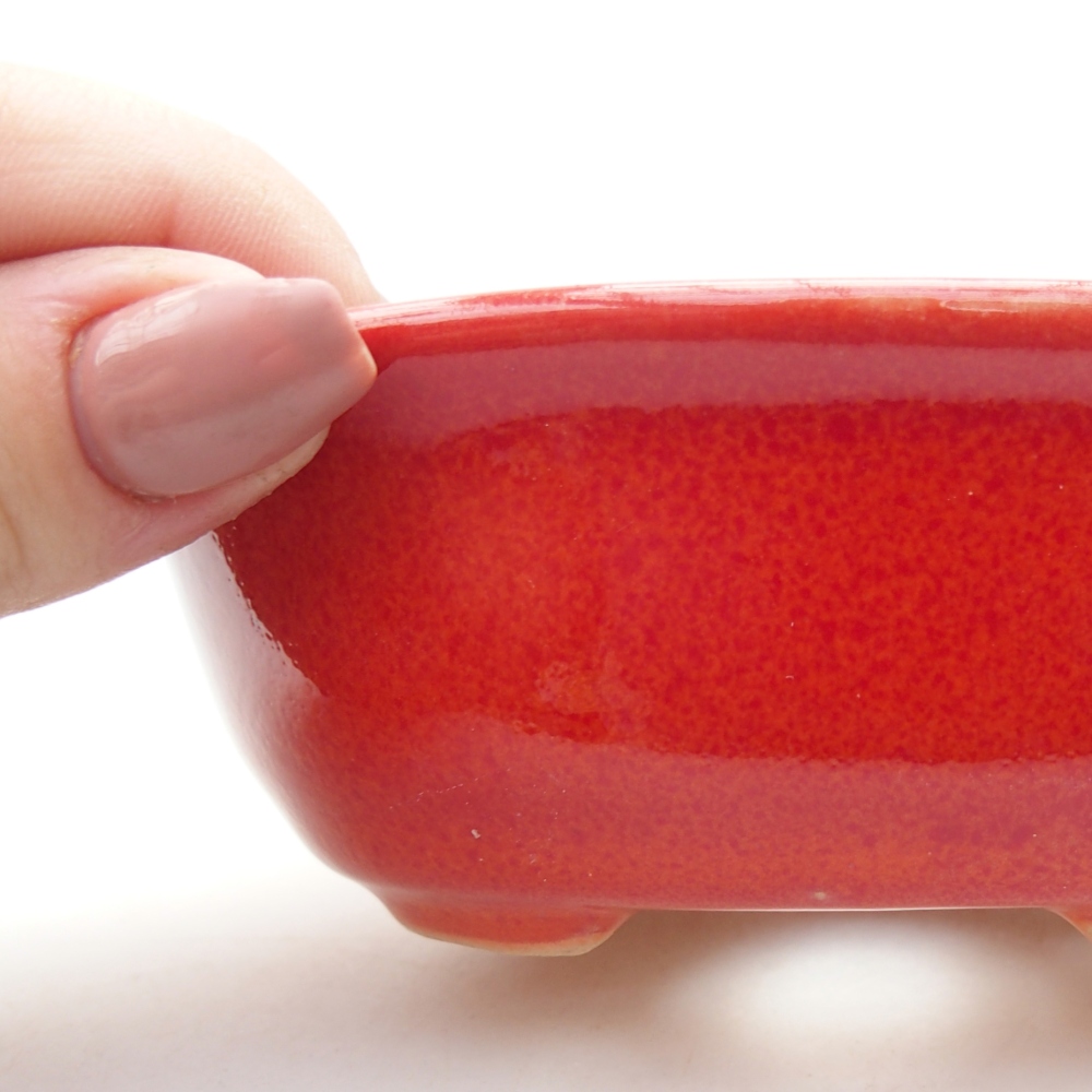 Keramická bonsai miska 11 x 8,5 x 4 cm, barva červená