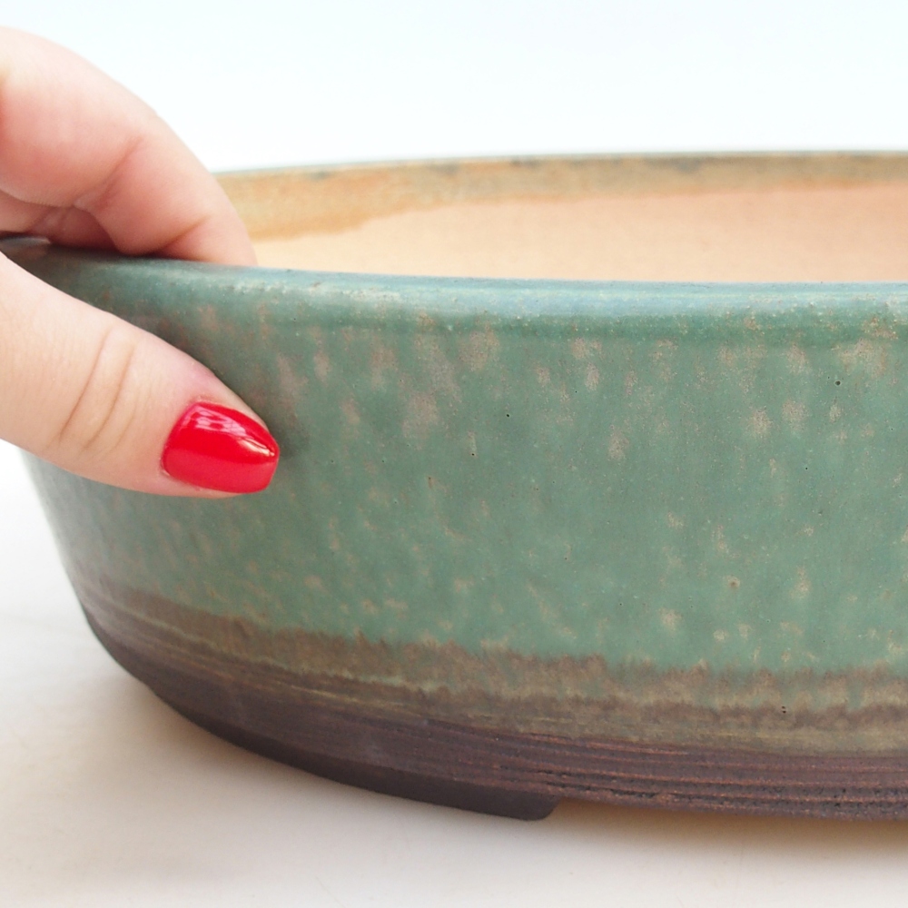 Bonsai miska 32,5 x 26 x 8,5 cm , barva zelená