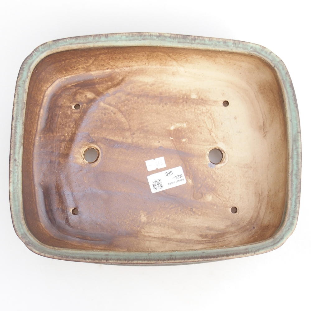 Keramická bonsai miska 29,5 x 24 x 7 cm, barva zelená