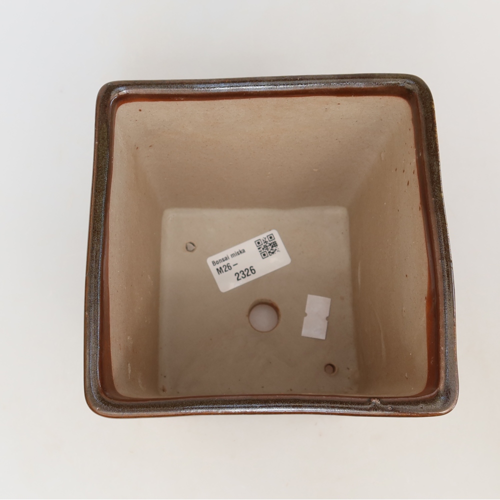 Keramická bonsai miska 13 x 13 x 14 cm, barva hnědá