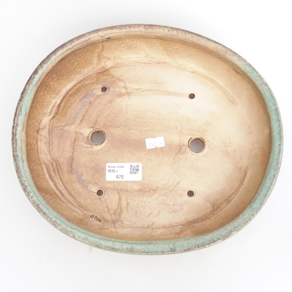 Keramická bonsai miska 28,5 x 25 x 6 cm, barva zelená