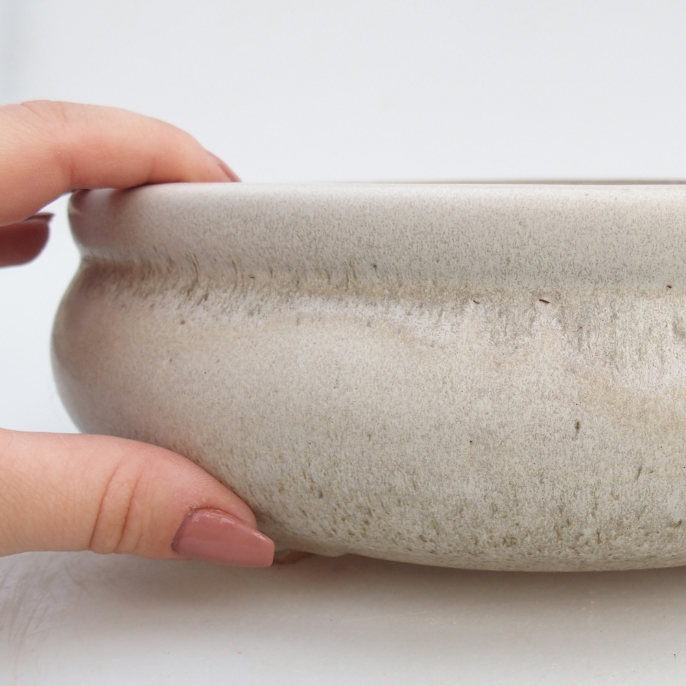 Keramická bonsai miska 23 x 23 x 8 cm, barva béžová