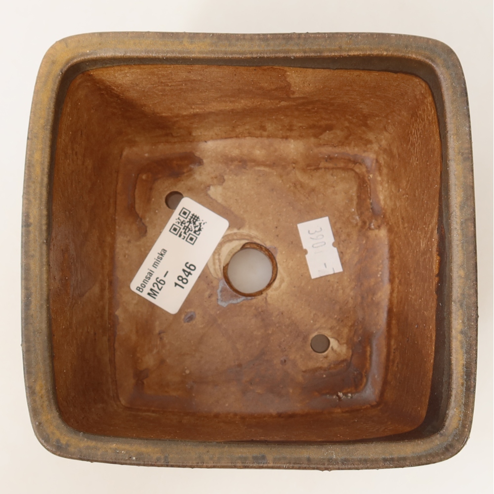 Keramická bonsai miska 13 x 13 x 8 cm, barva hnědá