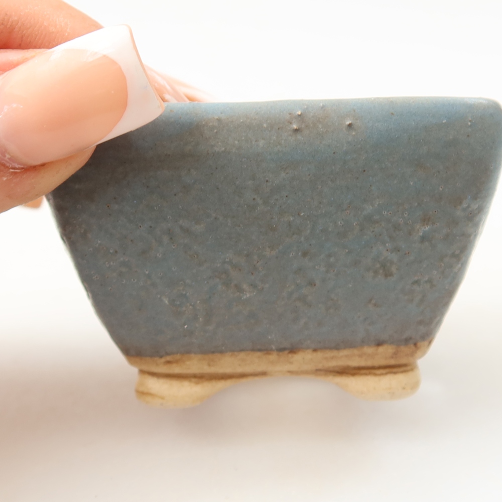 Keramická bonsai miska 6 x 6 x 4 cm, barva modrá