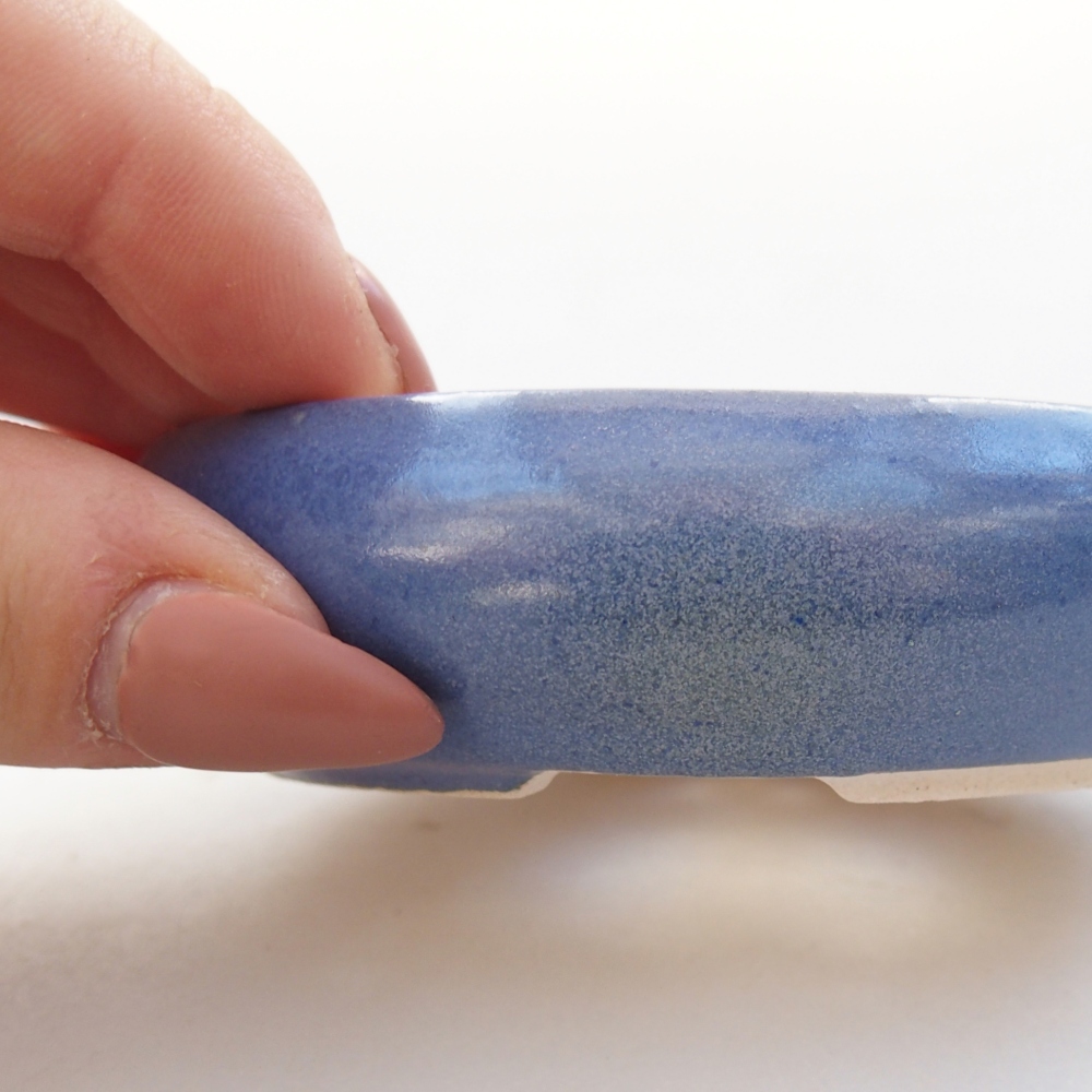 Keramická bonsai miska 9 x 9 x 2,5 cm, barva modrá