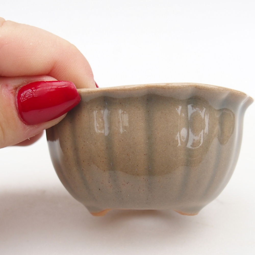 Keramická bonsai miska 7 x 8,5 x 3,5 cm, barva šedá