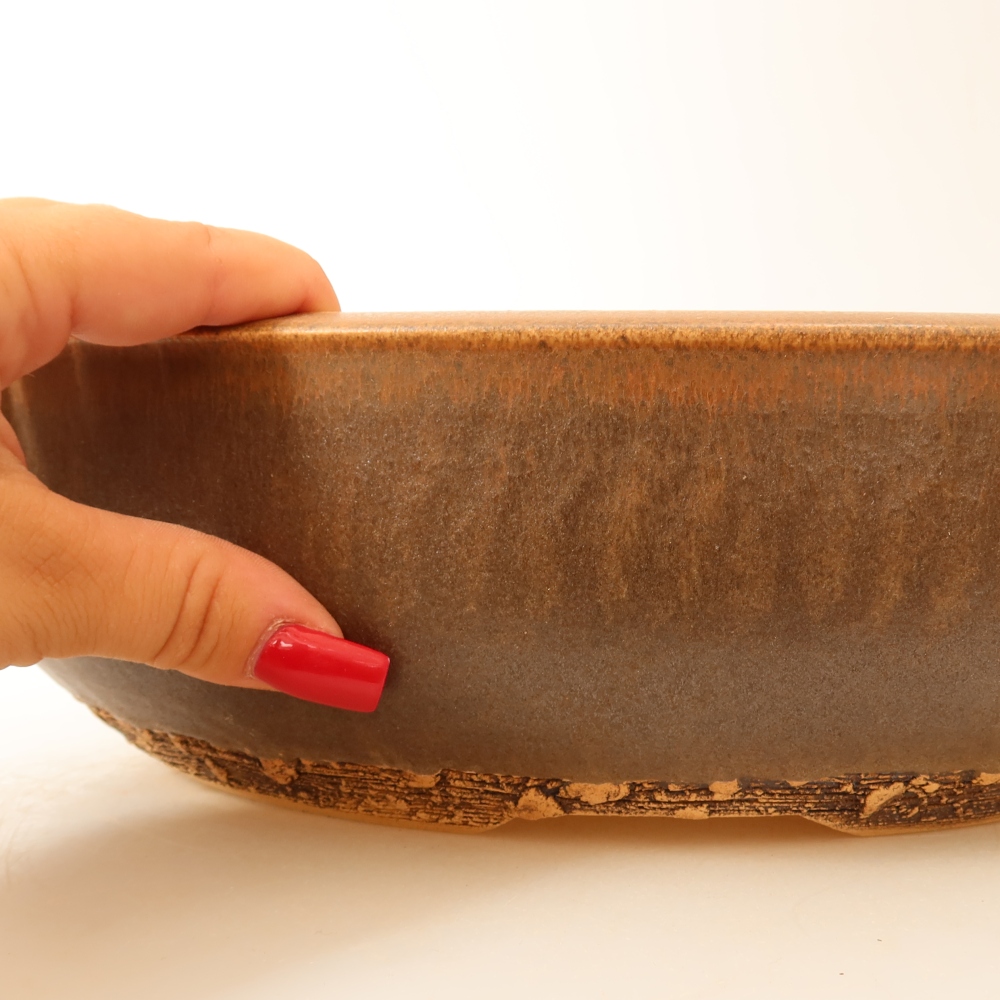 Keramická bonsai miska 32,5 x 32,5 x 8,5 cm, barva hnědá - POUZE OSOBNÍ ODBĚR nebo paletová přeprava