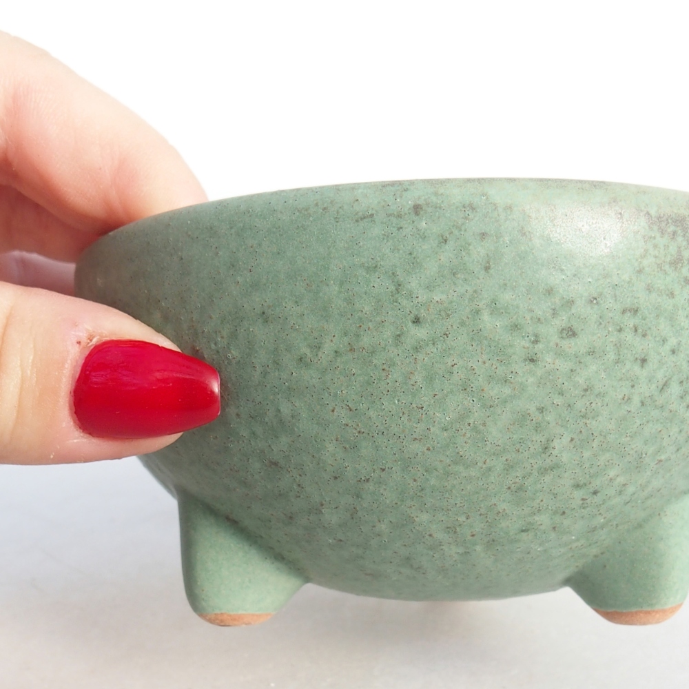 Keramická bonsai miska 10 x 10 x 5 cm, barva zelená