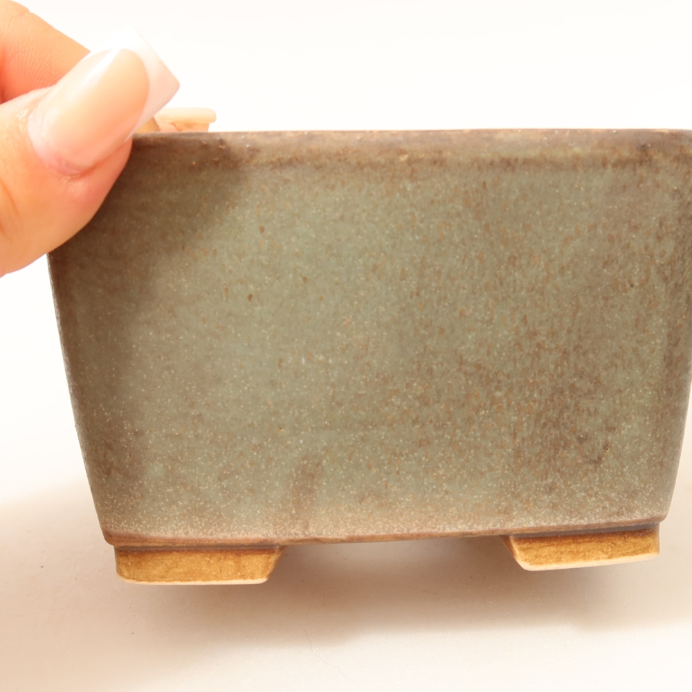 Keramická bonsai miska 10,5 x 10,5 x 7 cm, barva zelená