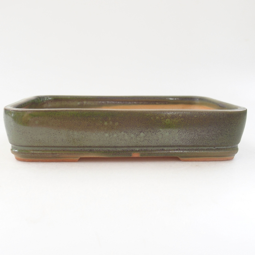 Keramická bonsai miska 18 x 13,5 x 4 cm, barva zelená