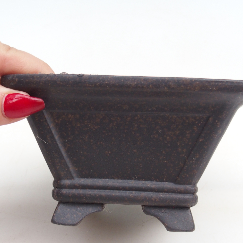 Keramická bonsai miska 12 x 12 x 7 cm, barva hnědookrová