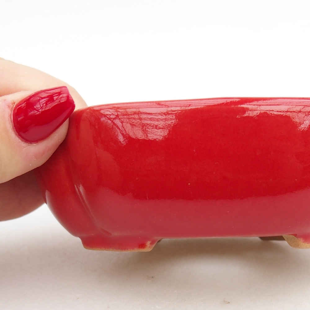 Keramická bonsai miska 10,5 x 9 x 3,5 cm, barva červená