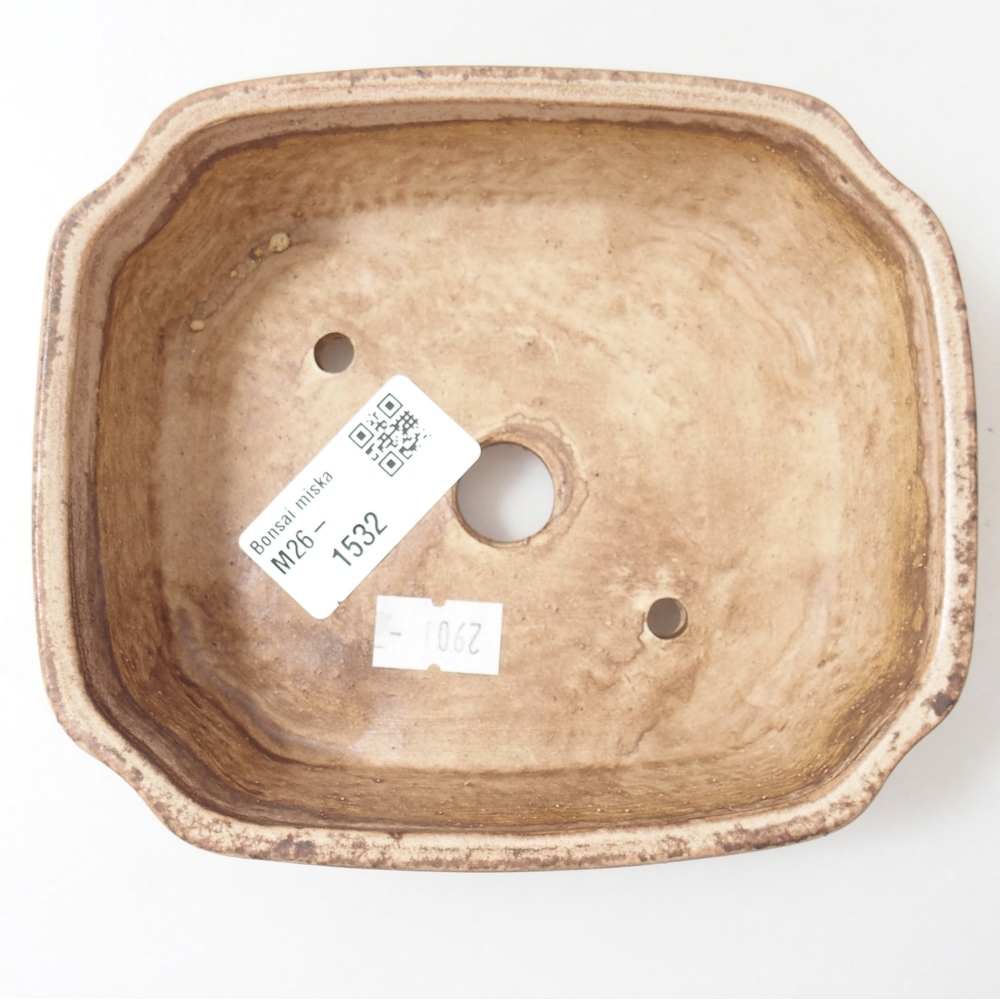 Keramická bonsai miska 14 x 12 x 4,5 cm, barva béžová