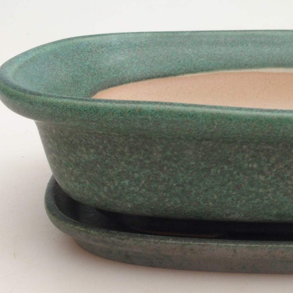 Bonsai miska + podmiska H25 - 23 x 17 x 5,5 cm. - zelená