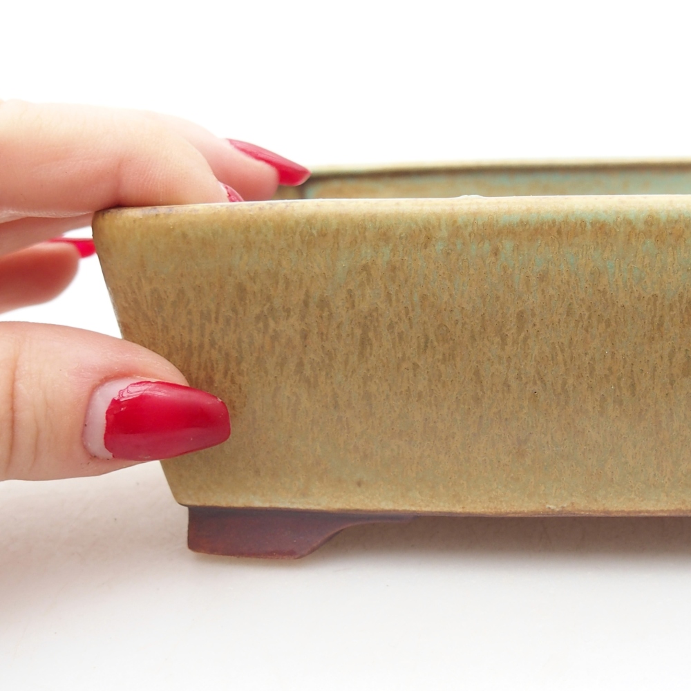 Keramická bonsai miska 15 x 12 x 5 cm, barva zelená