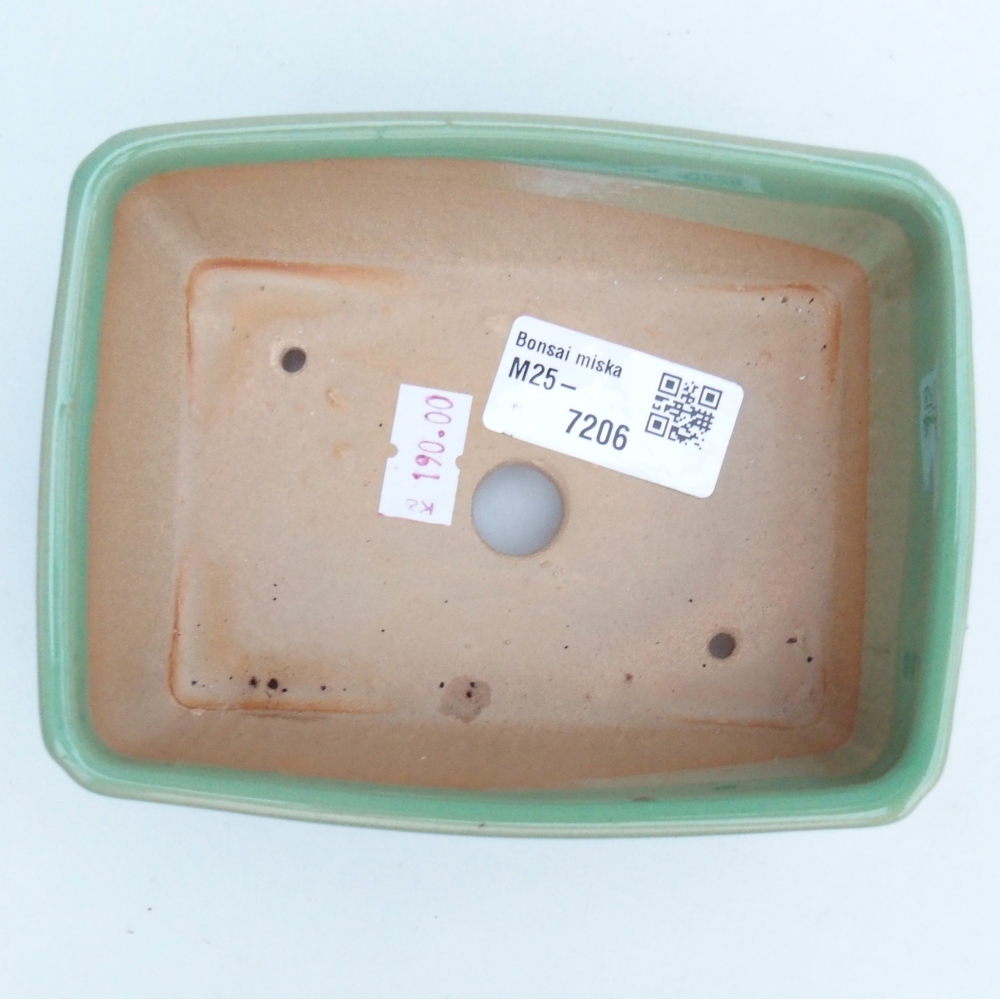Keramická bonsai miska 13 x 10 x 5 cm, barva zelená